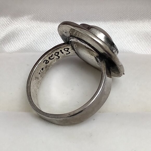 Spectacular Vintage Mabe Pearl and 925 Sterling Silver Lunar Ring - Picture 3 of 5